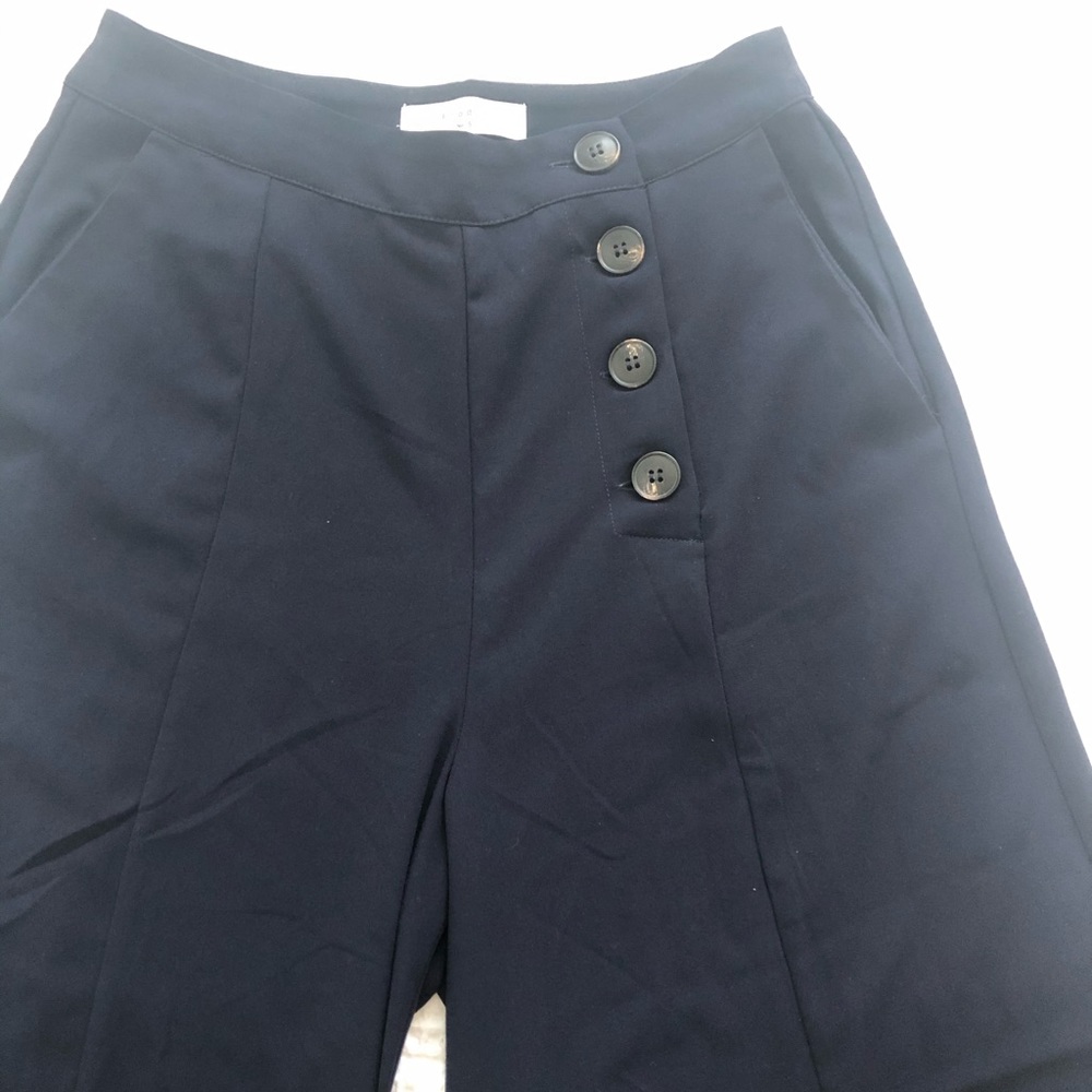 Navy high waisted culottes with buttons